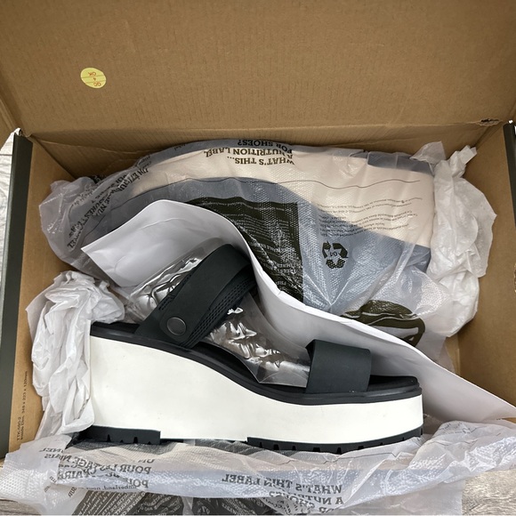 NIB Timberland Koralyn 2 Band Wedge Black Nubuck Slingback Sandal 9M 40 - Picture 11 of 14